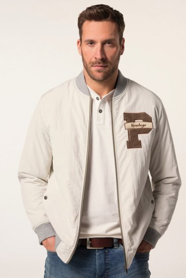 JP1880 836786 Veste college avec écusson Blanc cassé - Vestes - Vestes Homme Grandes Tailles