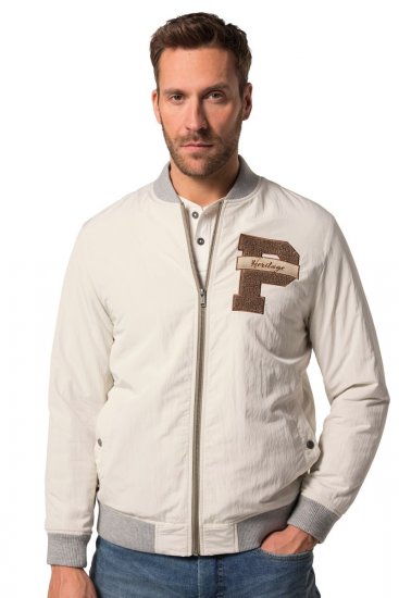 JP1880 836786 Veste college avec écusson Blanc cassé - Vestes - Vestes Homme Grandes Tailles