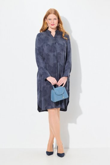 Ulla Popken 837069 Robe fleurie Bleu marine - Robes midi - Robes midi grande taille