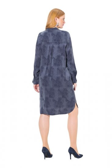 Ulla Popken 837069 Robe fleurie Bleu marine - Robes midi - Robes midi grande taille