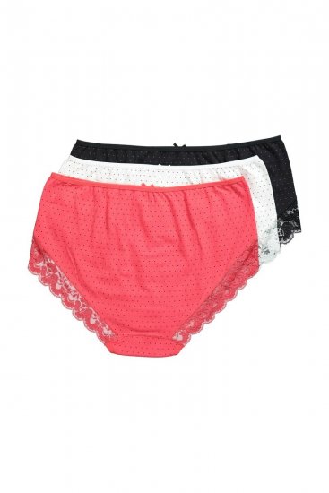 Ulla Popken 837080 Culottes taille haute en dentelle lot de 3 Rose - Culottes - 