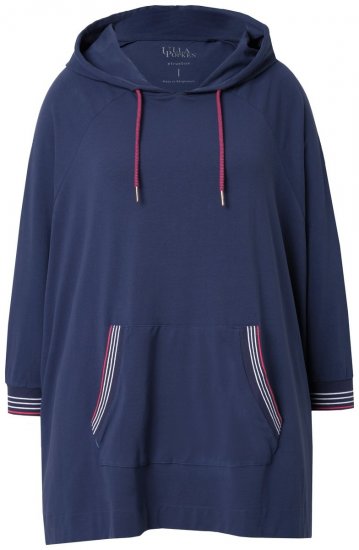 Ulla Popken 837190 Poncho d'intérieur à capuche Violet foncé - Pyjamas/vêtements de détente - 