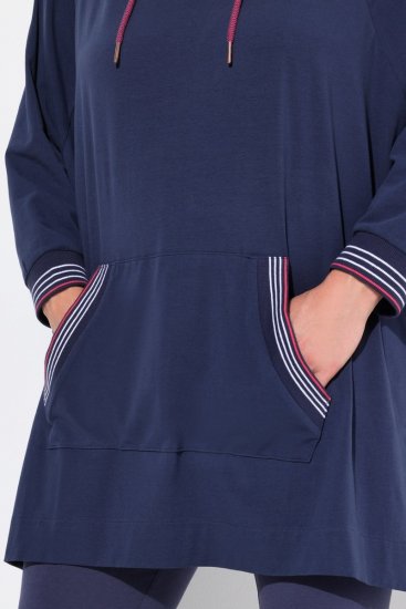 Ulla Popken 837190 Poncho d'intérieur à capuche Violet foncé - Pyjamas/vêtements de détente - 