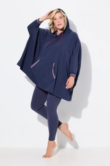 Ulla Popken 837190 Poncho d'intérieur à capuche Violet foncé - Pyjamas/vêtements de détente - 
