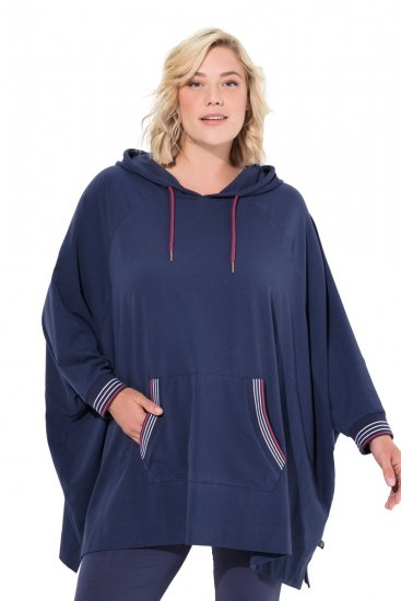 Ulla Popken 837190 Poncho d'intérieur à capuche Violet foncé - Pyjamas/vêtements de détente - 