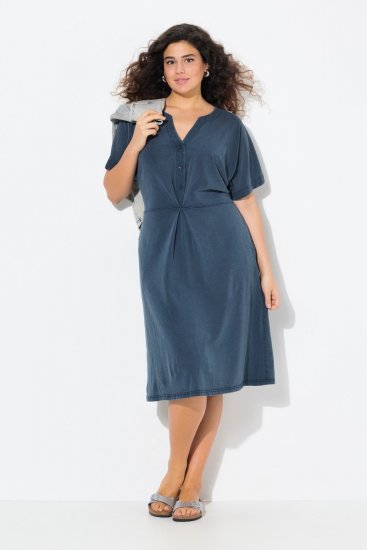 Ulla Popken 837403 Robe en jersey à manches courtes Bleu marine - Robes en jersey - 