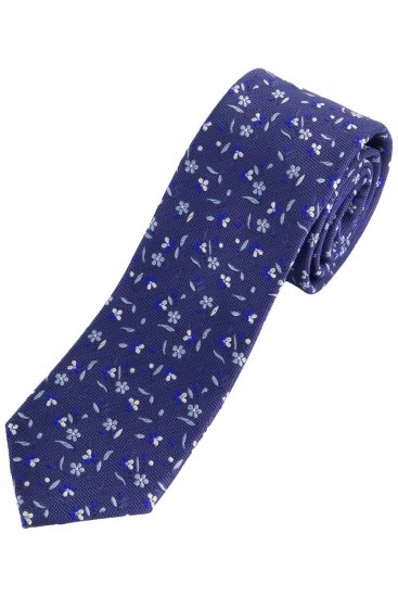 JP1880 837692 Cravate en soie à fleurs extra-longue Bleu marine - Cravates et nœuds papillon - 