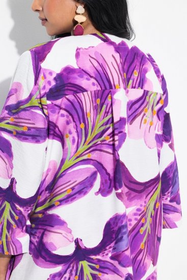 Ulla Popken 838105 Gilet ouvert à nouer Violet - Cardigans - Cardigans femme grande taille