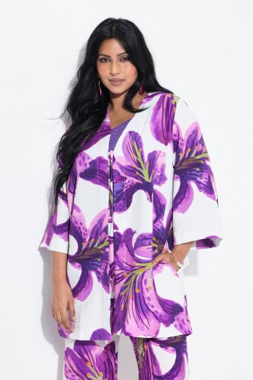 Ulla Popken 838105 Gilet ouvert à nouer Violet - Cardigans - Cardigans femme grande taille