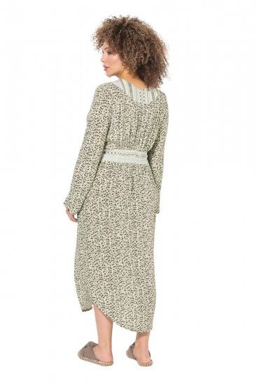 Ulla Popken 838120 Robe imprimée à col V Vert clair - Robes mini - Robes courtes grande taille