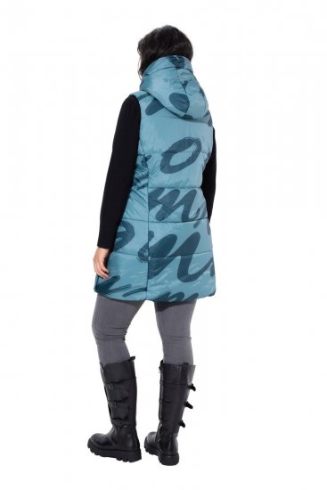 Ulla Popken 838435 Gilet long matelassé imprimé Vert-de-gris - Gilets sans manches - 