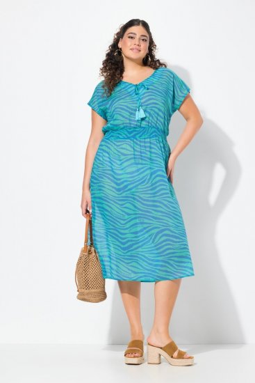Ulla Popken 838483 Robe à imprimé animal Turquoise - Robes d'été - Robes d'été grande taille