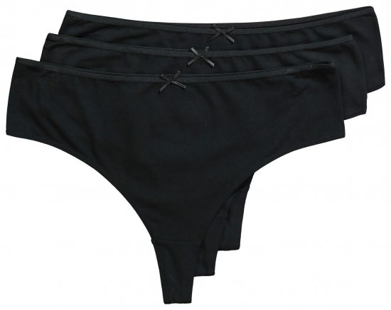 Ulla Popken 838637 Strings lot de 3 Noir - Culottes - 