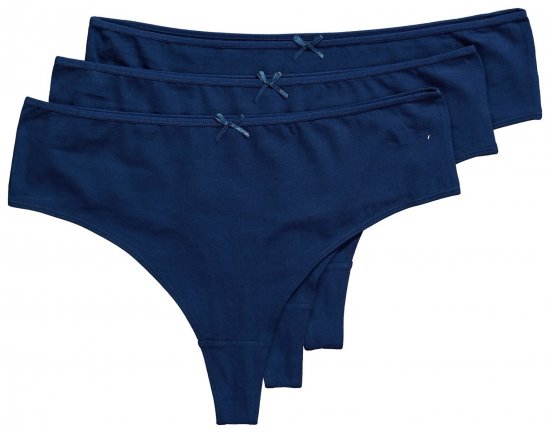 Ulla Popken 838637 Strings lot de 3 Bleu marine - Culottes - 
