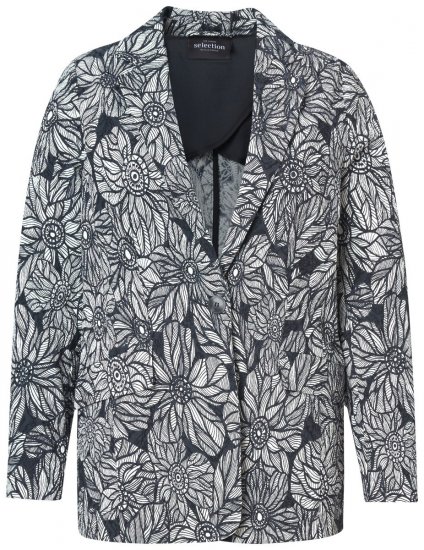 Ulla Popken 838656 Blazer fleuri Blanc - Blazers - Blazers grande taille pour femme