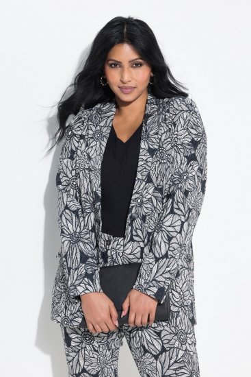 Ulla Popken 838656 Blazer fleuri Blanc - Blazers - Blazers grande taille pour femme
