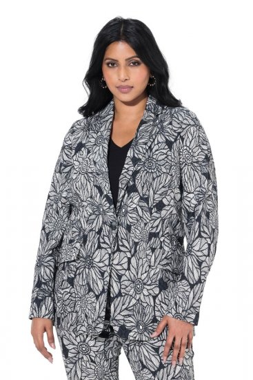 Ulla Popken 838656 Blazer fleuri Blanc - Blazers - Blazers grande taille pour femme