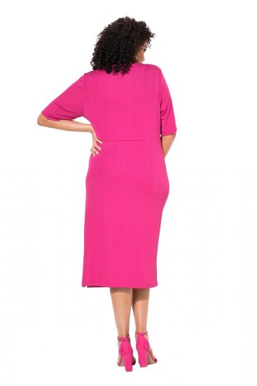 Ulla Popken 838765 Robe en jersey à manches courtes et col V Rose - Robes - Robes pour toutes les tailles