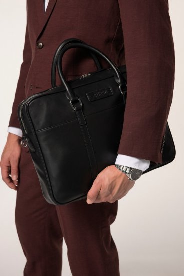 JP1880 838828 Sacoche ordinateur en cuir Noir - Sacs - 