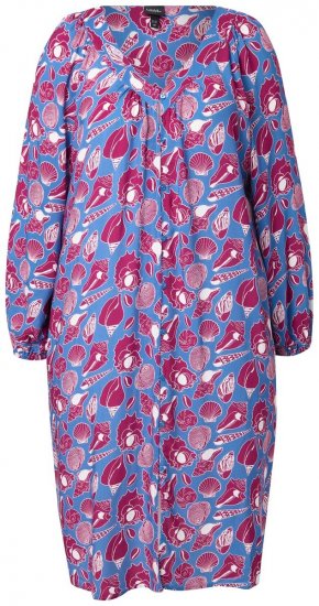 Ulla Popken 838839 Robe chemise imprimée Pétrole - Robes midi - Robes midi grande taille