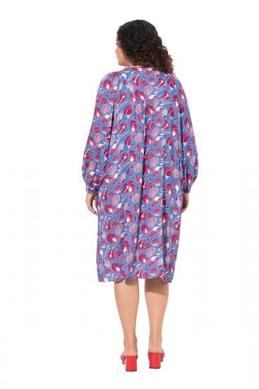 Ulla Popken 838839 Robe chemise imprimée Pétrole - Robes midi - Robes midi grande taille