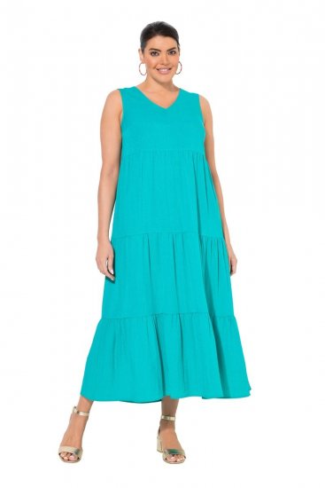 Ulla Popken 839135 Robe longue sans manches Turquoise - Robes maxi - Robes maxi grande taille