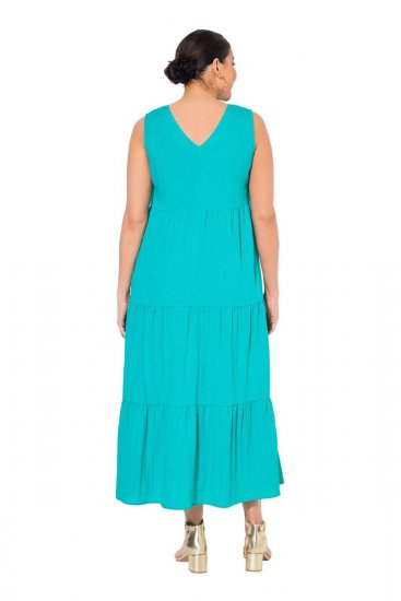 Ulla Popken 839135 Robe longue sans manches Turquoise - Robes maxi - Robes maxi grande taille
