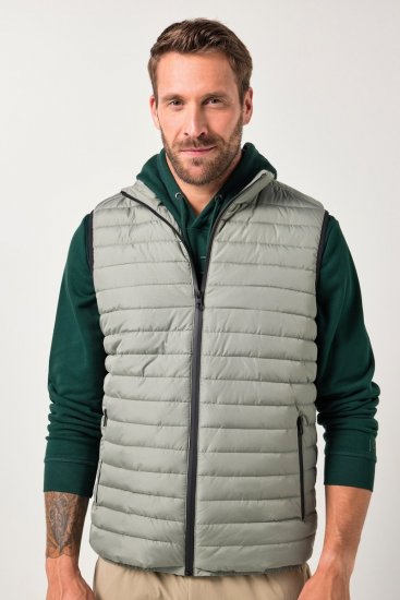 JAY-PI Lightly Quilted Vest with Stomach Fit Grey - Vestes - Vestes Homme Grandes Tailles