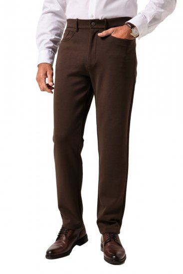 JP1880 New York Flexnamic Pantalon en jersey à cinq poches Marron foncé - Costumes - Costumes grandes tailles 
