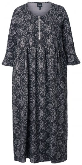 Ulla Popken 839518 Robe à imprimé animal et manches 3/4 Anthracite - Robes maxi - Robes maxi grande taille