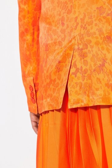Ulla Popken 839607 Blazer en satin imprimé Orange clair - Blazers - Blazers grande taille pour femme