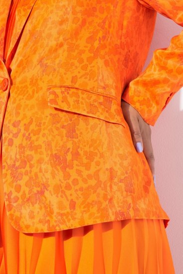 Ulla Popken 839607 Blazer en satin imprimé Orange clair - Blazers - Blazers grande taille pour femme
