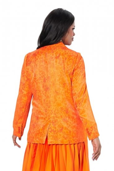 Ulla Popken 839607 Blazer en satin imprimé Orange clair - Blazers - Blazers grande taille pour femme