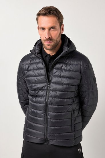 JAY-PI Lightly Quilted Jacket with a Hoodie Black - Vestes - Vestes Homme Grandes Tailles