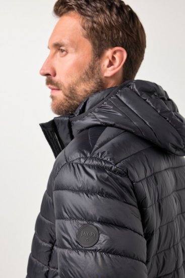 JAY-PI Lightly Quilted Jacket with a Hoodie Black - Vestes - Vestes Homme Grandes Tailles