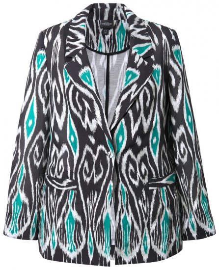 Ulla Popken 839961 Blazer à motifs en lin mélangé Noir - Blazers - Blazers grande taille pour femme