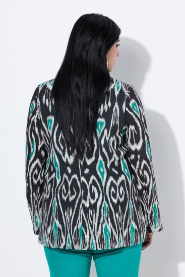Ulla Popken 839961 Blazer à motifs en lin mélangé Noir - Blazers - Blazers grande taille pour femme