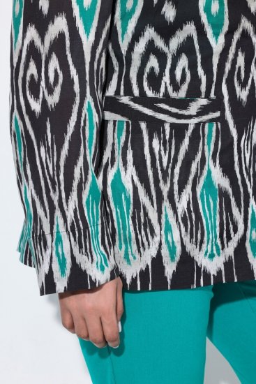 Ulla Popken 839961 Blazer à motifs en lin mélangé Noir - Blazers - Blazers grande taille pour femme