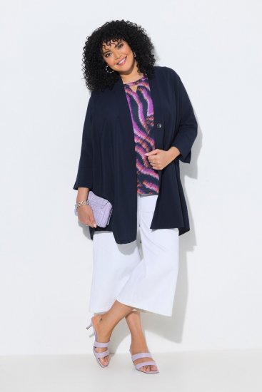 Ulla Popken 840210 Gilet Bleu marine - Cardigans - Cardigans femme grande taille