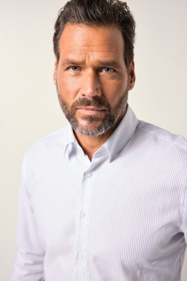 JP1880 Business Shirt Long Sleeve Striped Snow White - Chemises - Chemises Grandes Tailles Hommes