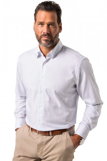 JP1880 Business Shirt Long Sleeve Striped Snow White - Chemises - Chemises Grandes Tailles Hommes