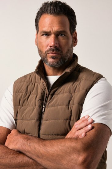 JP1880 840619 Gilet légèrement matelassé Brun gris - Vestes - Vestes Homme Grandes Tailles