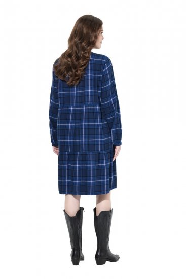 Ulla Popken 840929 Robe à carreaux Bleu marine - Robes midi - Robes midi grande taille