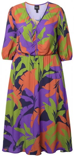 Ulla Popken 841034 Robe imprimée à manches 3/4 Bleu marine - Robes maxi - Robes maxi grande taille