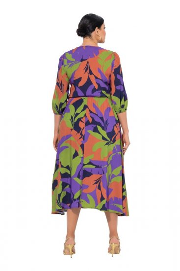 Ulla Popken 841034 Robe imprimée à manches 3/4 Bleu marine - Robes maxi - Robes maxi grande taille