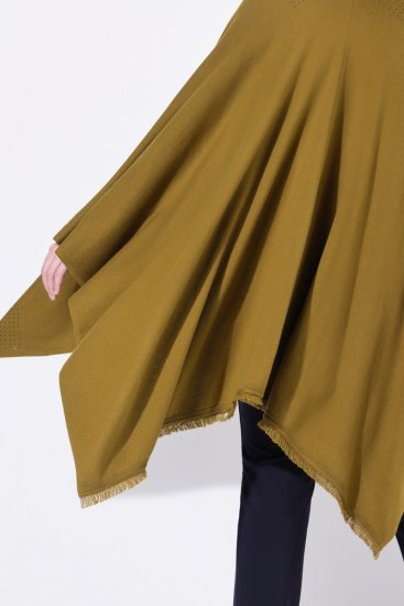 Ulla Popken 841117 Poncho oversize en maille à strass Vert olive - Ponchos & capes - 