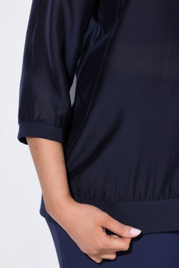 Ulla Popken 841127 Blouse Bleu marine - Chemisiers - Blouses grande taille pour tous les jours
