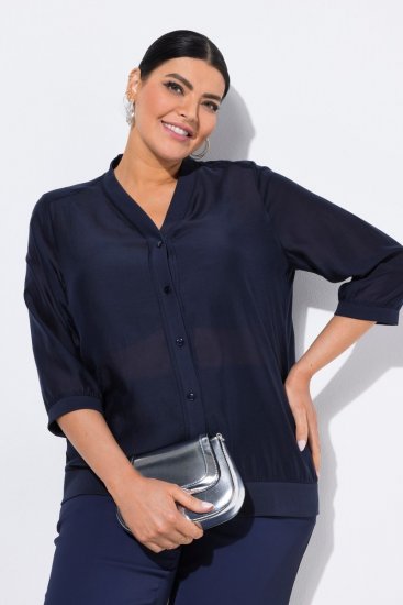 Ulla Popken 841127 Blouse Bleu marine - Chemisiers - Blouses grande taille pour tous les jours