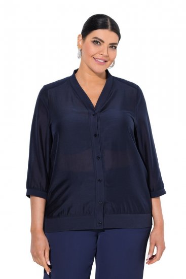 Ulla Popken 841127 Blouse Bleu marine - Chemisiers - Blouses grande taille pour tous les jours