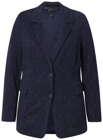 Ulla Popken 841163 Blazer en jersey jacquard Bleu marine - Blazers - Blazers grande taille pour femme